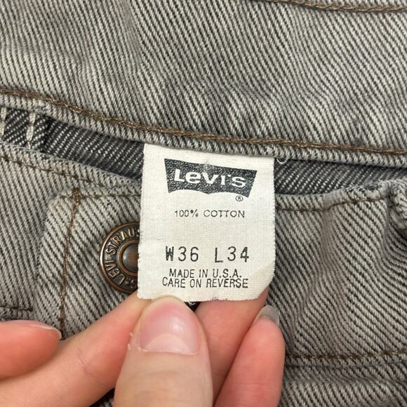 Vintage 90s Levis 550 Gray‎ Mens 34x33 Relaxed Straight Denim Jeans USA Red Tab - Picture 6 of 14